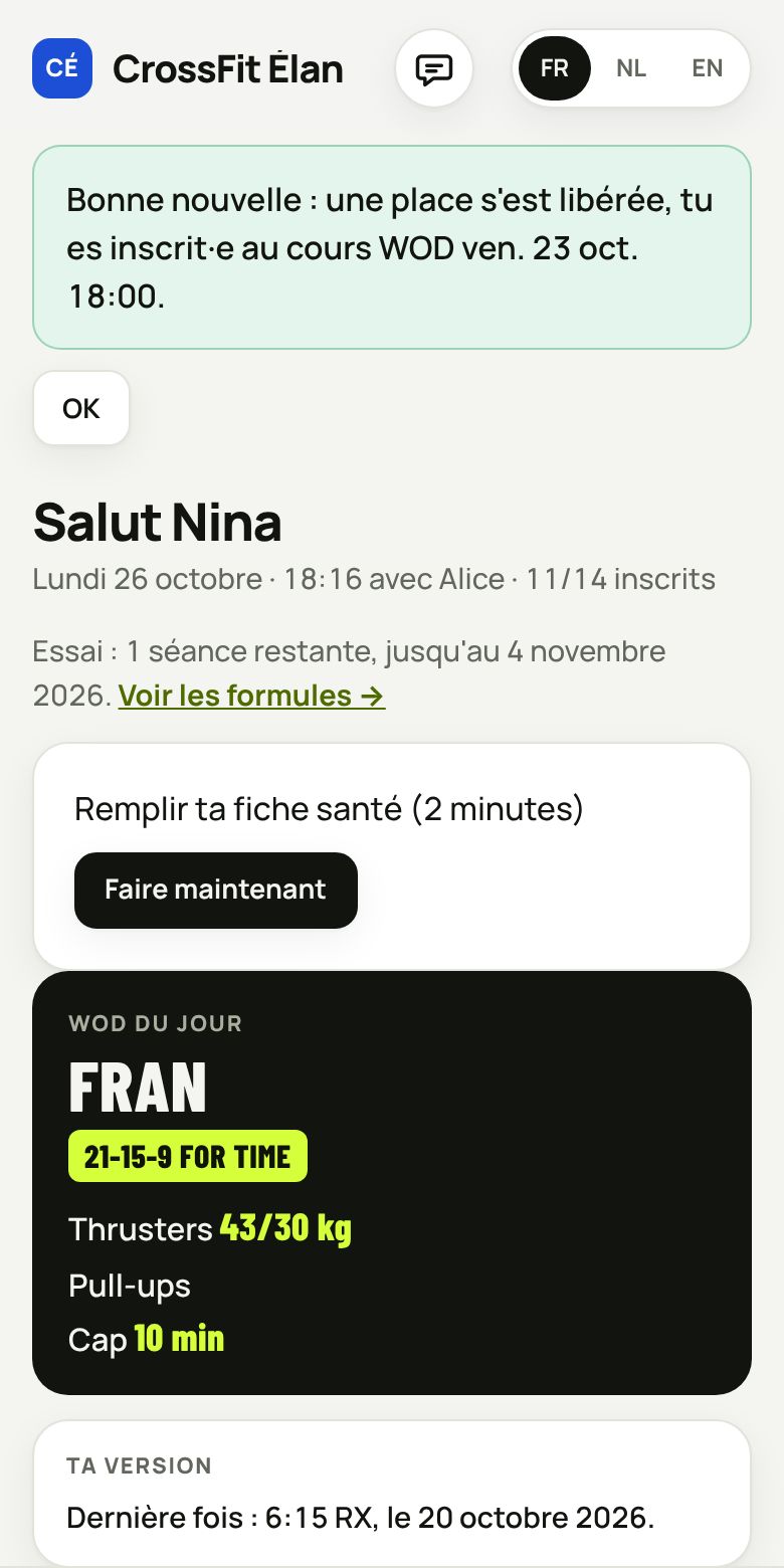 Le WOD du jour dans l'app