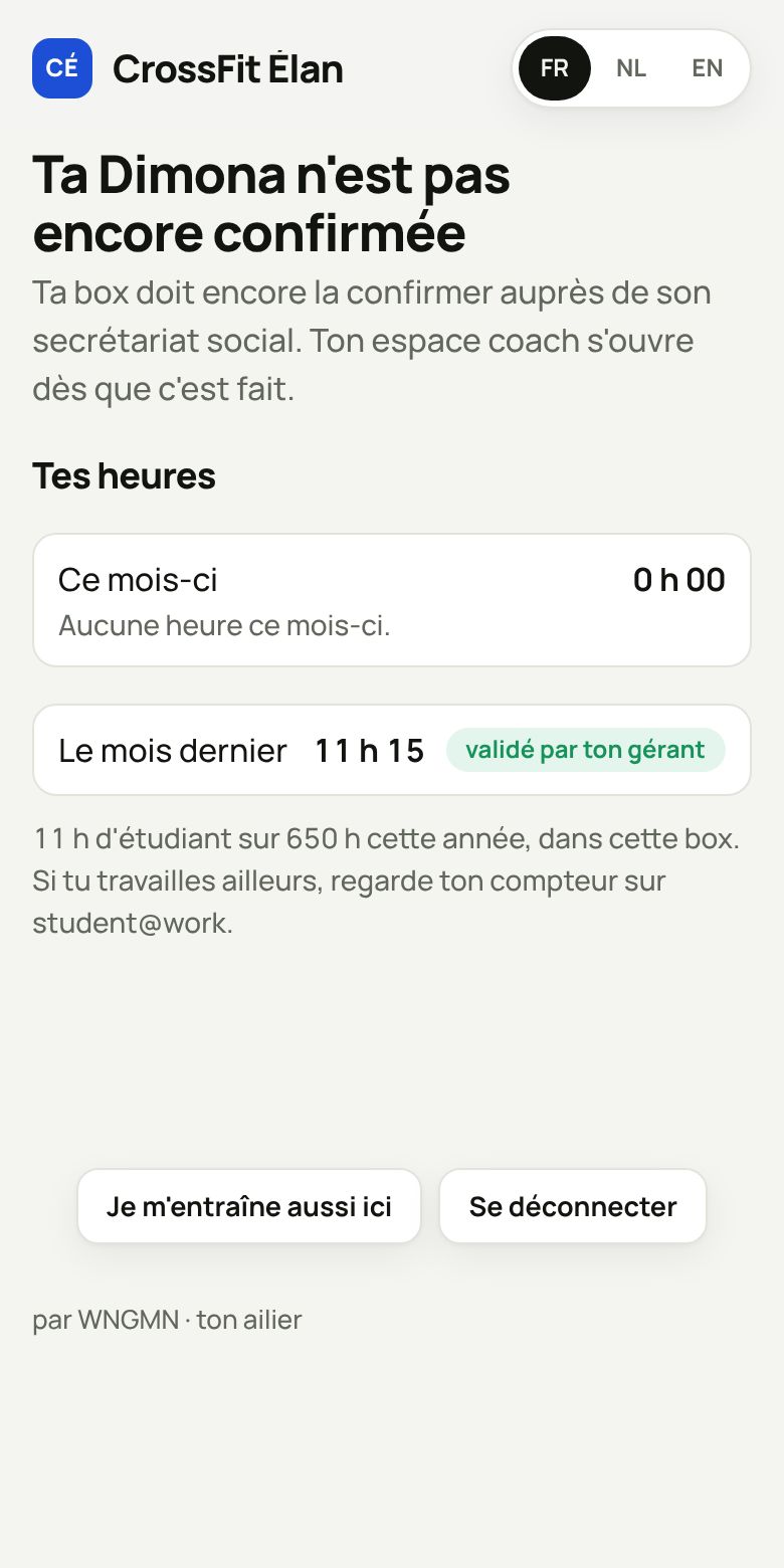 Espace coach bloqué tant que la Dimona n'est pas confirmée