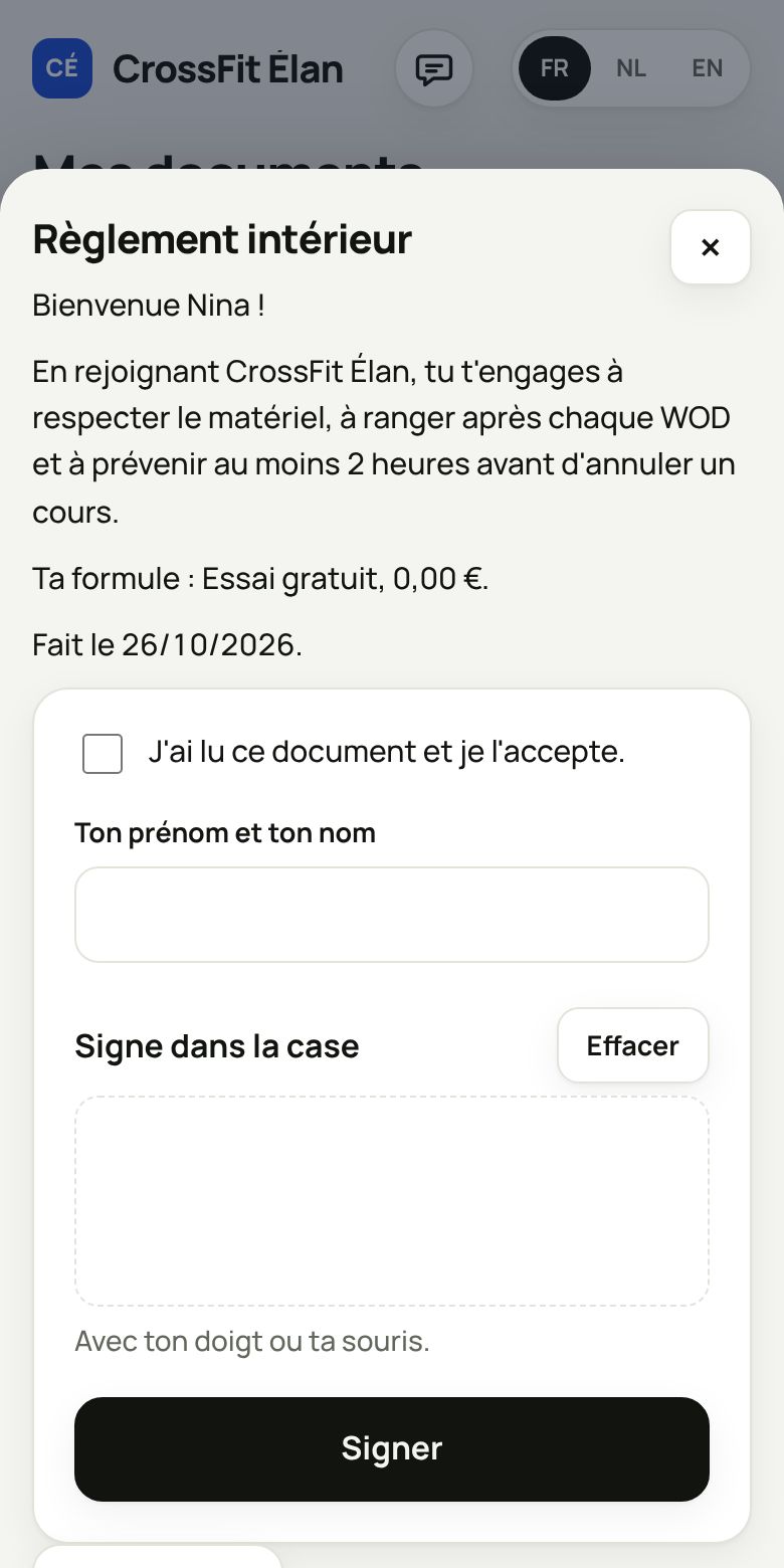 Règlement intérieur signé au doigt