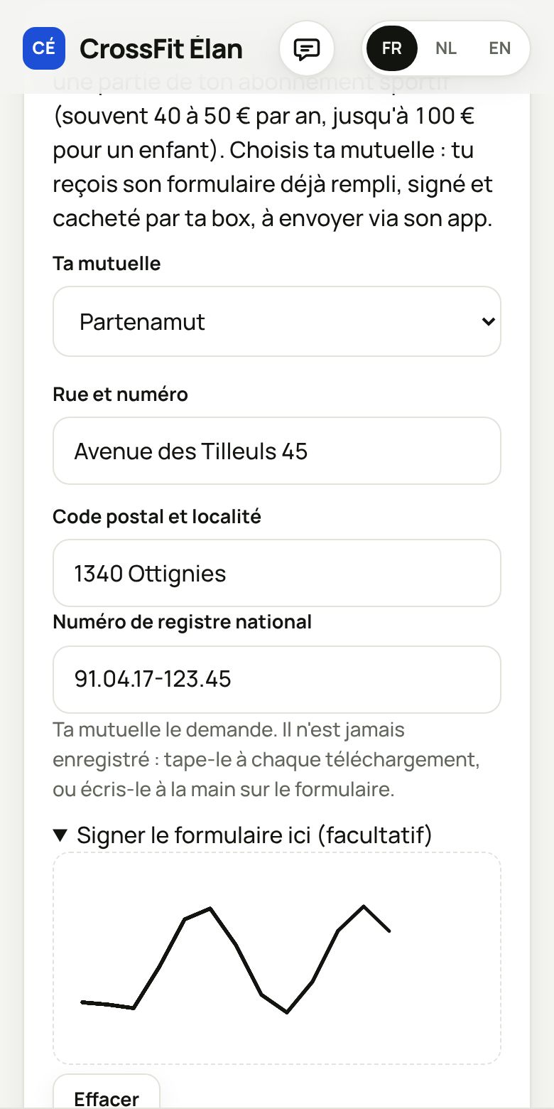 Le membre choisit sa mutuelle dans l'app