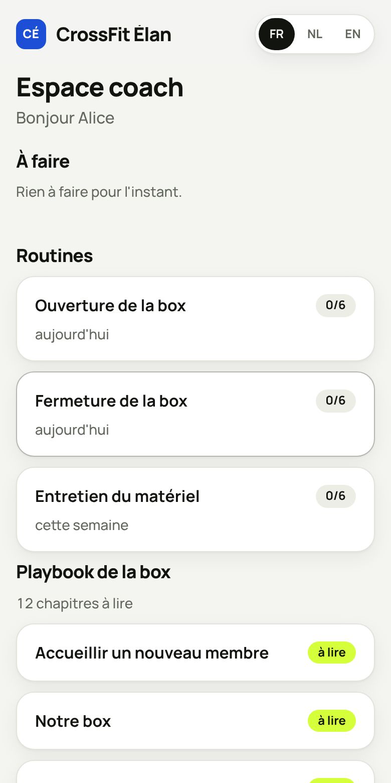 Routines et playbook dans l'espace coach